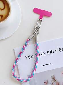 1 件彩色手工手机挂绳，创意涤纶腕带手机挂饰