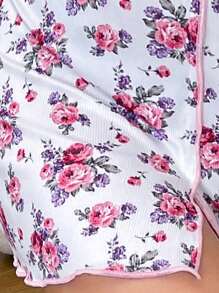 Vestido camisola ajustado y cómodo con estampado floral dulce en toda la superficie, ideal para vacaciones de primavera y verano