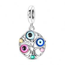 1 Stück Silberfarbener, exquisiter blauer Emaille-Zirkonia, glücklicher Fatima Hamsa Hand, Palme, böser Blick, religiöser Schutzanhänger, passend für original Armband, Halskette, Anhänger, Perlen für DIY Schmuckherstellung, Frauen, Mädchen, Geburtstagsschmuck, Geschenk für Freunde