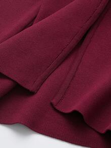 V-Neck Solid Color Casual Knit Sweater With Metal Buttons, Suitable For Spring/Autumn/Winter - Burgundy - View 5