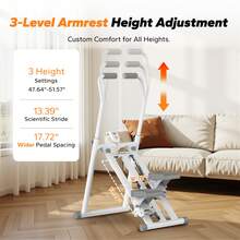 MERACH Máquina escaladora vertical de nueva versión para entrenamiento de cuerpo completo, escaladora de escaleras para gimnasio en casa, escaladora de ejercicios cardiovasculares plegable y compacta con rango de paso extendido, manillar y pedales ajustables. - Blanco - Ver 5