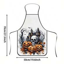 1pc Halloween Witch Cauldron Print Apron, Durable Polyester Material, Suitable For Cooking, Barbecue, Gardening, Painting, Manicure, Unisex, Indoor And Outdoor Use