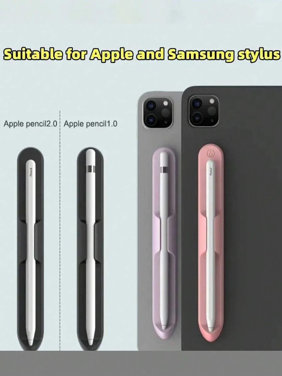 Capa Protetora de Silicone para Caneta Stylus de Tablet, Slot de Suporte de Caneta Stylus de Silicone para Tablet, Compatível com Apple Pencil Pro ou 1st/2nd Geração, Galaxy Tab S6 Lite S7 FE S8 S9 S10 Ultra, Acessórios para Tablet - Multicolorido - Visão 1