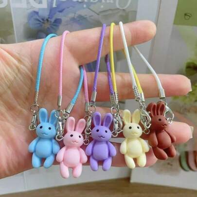 娃娃屋微型树脂卡通兔子吊坠模型，创意项链配饰小雕像摆件（颜色可能因生产批次不同而有所不同）