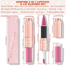 AINIPINK 1pcs [ Lip Gloss + Lipstick ], 2-In-1 Matte Easy To Color, Waterproof, Sweat-Proof, Non-Stick To Cup, Non-Fading, Long-Lasting, Exquisite, Suitable For Gifts, Festival Makeup, And Performance Makeup - Multicolor - View 9
