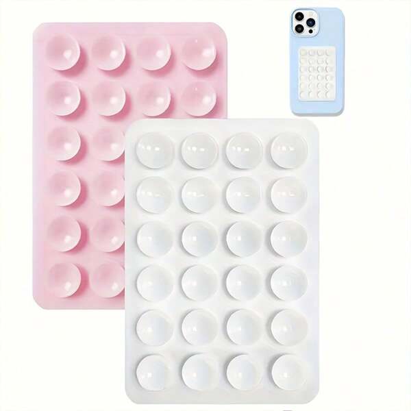 4pcs Silicone Suction Cup Phone Holder, Waterproof Sticky Base Compatible With IPhone And Android, Multi-Function Finger Grip Mount, Black/White/Purple/Orange Colors; 2pcs Black & Pink-White Compatible With IPhone, Android Phone, Gift For Birthday, Family, Friends Phone Stand, Phone Accessories Compatible With IPhone, Android Phone, Gift For Birthday, Family, Friends