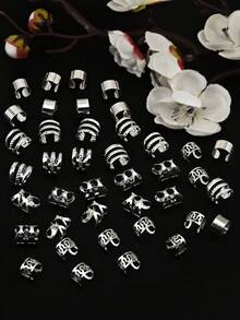 40PCS Hair Jewelry For Braids Gold Hair Cuffs Multi Style Rings Adjustable Hair Beads For Braid Loc Dreadlock Accessories For Women And Girls