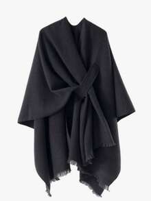 1pc Men's Solid Color Faux Cashmere Shawl Scarf Cloak, Versatile Style, Warm Wrap, Unisex High-End Design - Multicolor - View 1