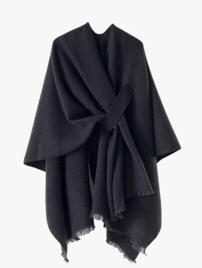 قطعة واحدة وشاح رجالي من الكشمير الصناعي ذو لون أحادي، تصميم عصري متعدد الاستخدامات، لف دافئ، تصميم راقي مناسب للجنسين