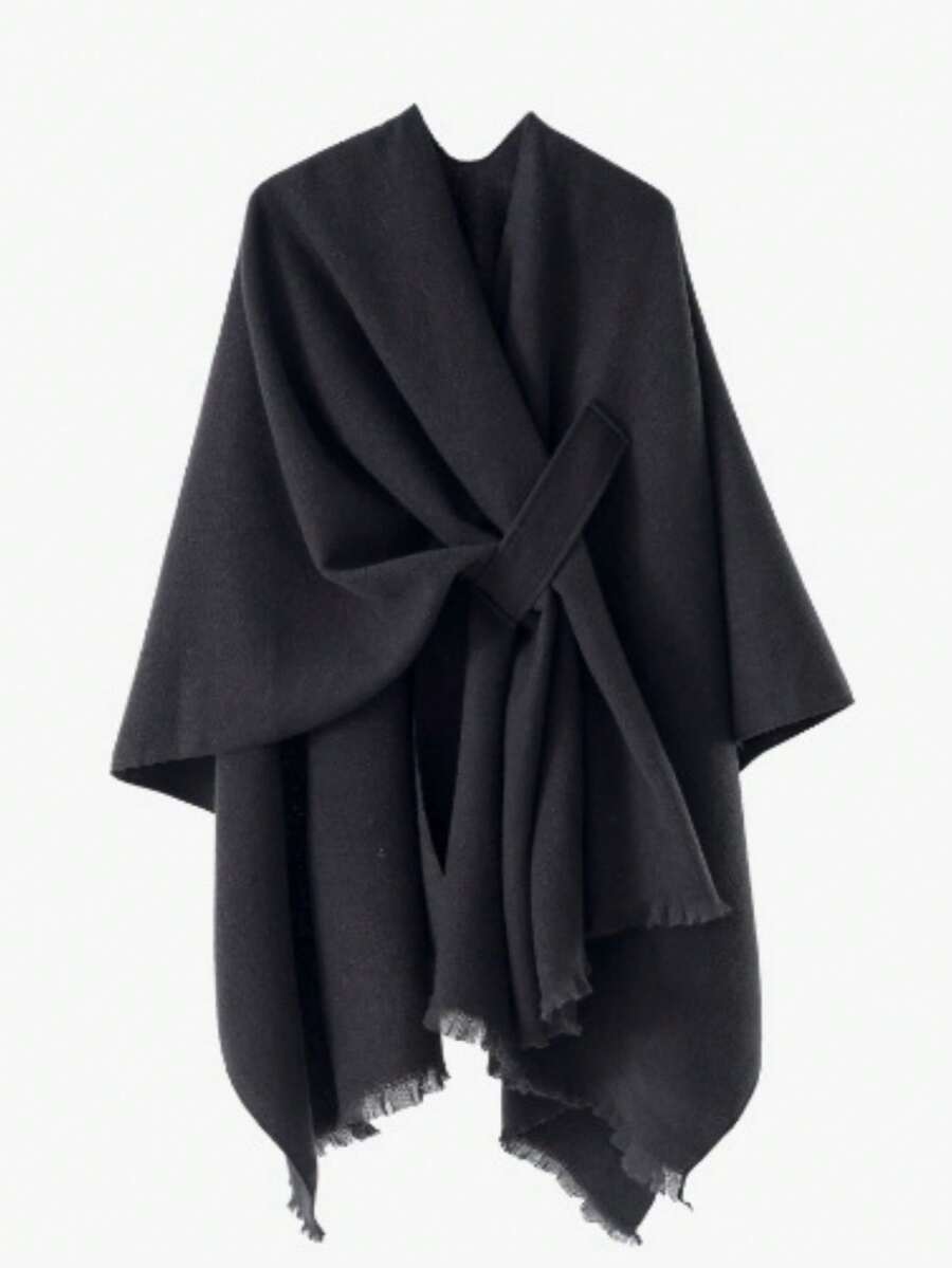 1pc Men's Solid Color Faux Cashmere Shawl Scarf Cloak, Versatile Style, Warm Wrap, Unisex High-End Design - Multicolor - View 1