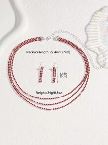 2pcs Women's Luxury Jewelry Set, Crystal Necklace + Earrings, Elegant And Suitable For Daily Wear And Other Festivals