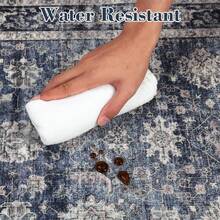 Washable Rugs For Living Room Vintage Rugs With Non-Slip Backing, Low Pile Stain-Resistant Distressed Oriental Carpet, Indoor Foldable Floral Print Floor Covering For Bedroom - Blue - View 5