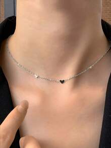 1 件 S925 纯银简约心形吊坠项链，设计优雅，是生日、婚礼、新年或情人节的理想礼物，适合休闲穿着或特殊场合 - 愛心 - 查看 10