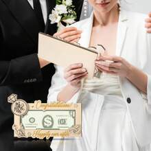 1 件婚礼钱礼品结婚卡，适用于新娘和新郎，祝贺木卡盒钱夹现金信封，适用于先生和夫人蜜月基金新婚夫妇结婚派对