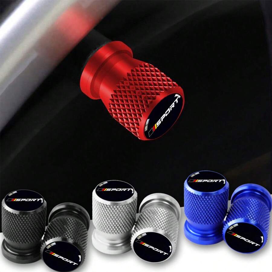 4个金属汽车轮胎气门嘴帽，适用于奥迪、宝马、奔驰、大众等车型 - SPORT-DE - 查看 1