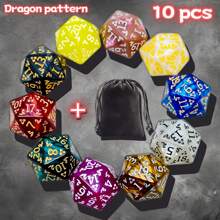 D-N-D 多面骰子（100 个）带骰子袋，兼容 D&D RPG MTG 角色扮演桌面游戏（D20 骰子，10 种颜色 - 100 个） - 彩色 - 查看 18