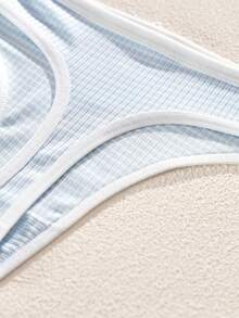 4 件装女士性感低腰丁字裤，采用纯色聚酰胺针织面料，舒适透气的 V 型内裤，蝴蝶结细节女士内裤 - 彩色 - 查看 8