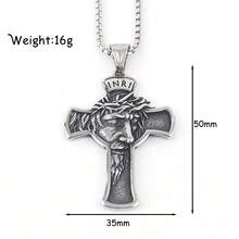 1 pieza Collar con colgante de cruz de Jesús de moda INRE, collar con colgante cristiano de acero inoxidable 316L adecuado para uso diario de hombres y mujeres, regalo para Pascua, Ramadán, estilo callejero