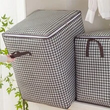 Caja de almacenamiento plegable grande de 110 litros, caja de almacenamiento no tejida grande, caja de almacenamiento de colchas, caja de almacenamiento de ropa doméstica - Negro - Ver 3