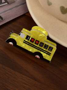 3 bucăți la modă creative amuzante cu desene animate cu mașină, Apple, riglă, agrafe de păr pentru autobuz școlar, potrivite pentru ținute școlare, accesorii de păr pentru petrecere, lucruri școlare, facultate