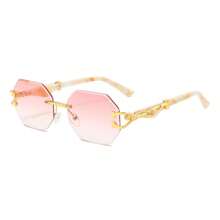 Retro Rimless Edged Fashion Fashion Glasses, Leopard Decor Temple Arms, Suitable For Casual Daily Wear, Street Photography, Holiday Gifts Back To School Fashionable Preppy School Look