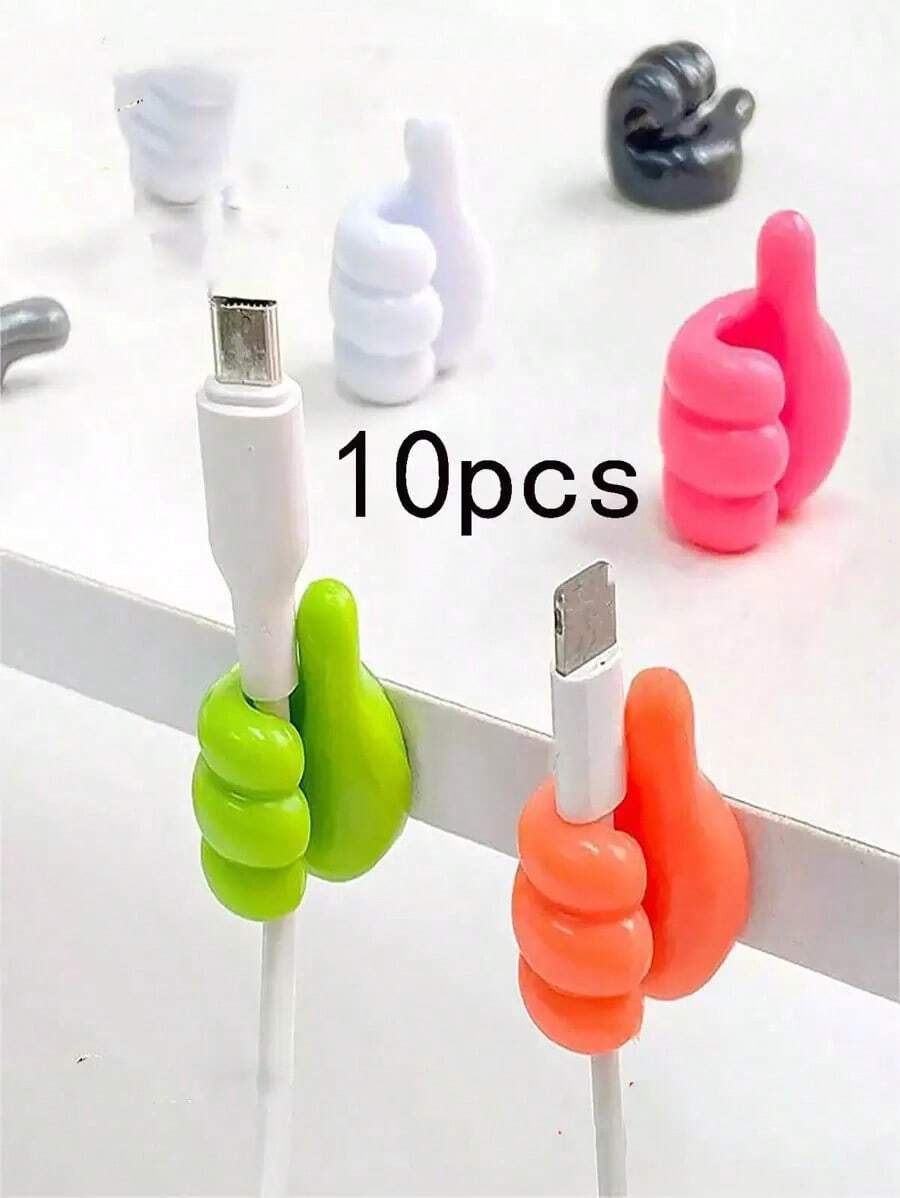 SHEINfinds 10pcs Thumb-Up Design Random Color Storage Holder,  Thumb Hook  Organizer Adapter Keeper  Holder Lanyard Accessories Organizing Wiring Clip  Securing Cord Storage USB Data  Cord Loop - Multicolor - View 1