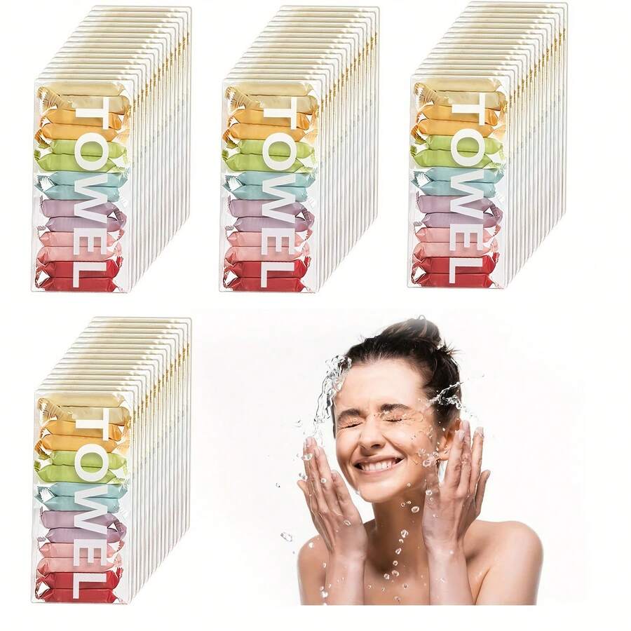56 Pack Compressed Towels Tablets, Disposable Face Compressed Towels, 11x9.5 Inches Soft Wipe Face Washcloths, Portable Coin Tissue For Outdoor Travel Camping Hiking Sport Hotel Beauty Salon - White - View 1