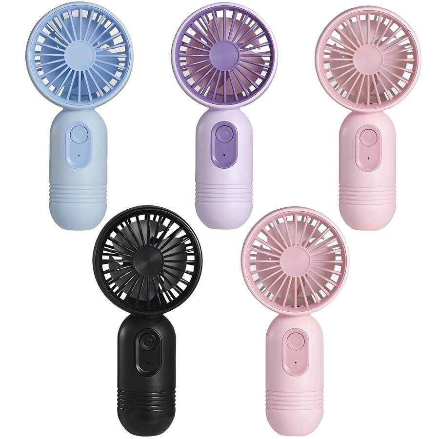 VanSmaGo Caming Fan Portable Mini Outdoor Fan Set [2/3/4/5/6/9/10 Pieces] Handheld Personal Small Fan With 3 Speed For Outdoor Travel, USB Rechargeable Battery Powered Durable Eyelash Fan, Multiple Colors - 5 chiếc Đen + Hồng + Xanh + Hồng + Tím - Xem 1