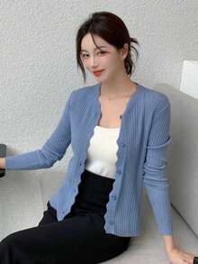 Women Lightweight Cardigans - Blue - View 4