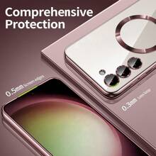 Funda magnética transparente compatible con MagSafe para Galaxy A06 A16 A26 A36 A56 S25 Ultra S24 Ultra S25 FE, con protector de lente de cámara incorporado, revestimiento de lujo de TPU suave y transparente a prueba de golpes, delgada y fina, para iPhone 17 16 15 14 13 12 11 Series, 17 Pro Max, Funda para Apple 17 Pro Max con MagSafe