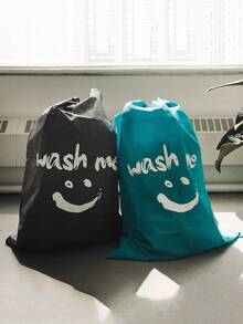 1PC Wash Me Travel Laundry Bag,Washable Drawstring Laundry Bag, EXTRA LARGE, Dirty Clothes Organizer, Large Enough To Hold 4 Loads Of Laundry, Easy Fit A Laundry Hamper Or Basket, Machine Washable, Dorm Room Essentials, College Essentialscloset Organization And Storage Bedroom - Multicolor - View 9