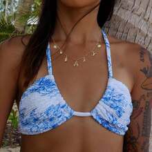 CAROVO Gold Initial Charm Necklace Women Letter A-Z Necklace 14K Gold Plated Charm Pendant Necklace Boho Summer Seashell Beach Starfish Surfer Jewelry - b - Xem 3