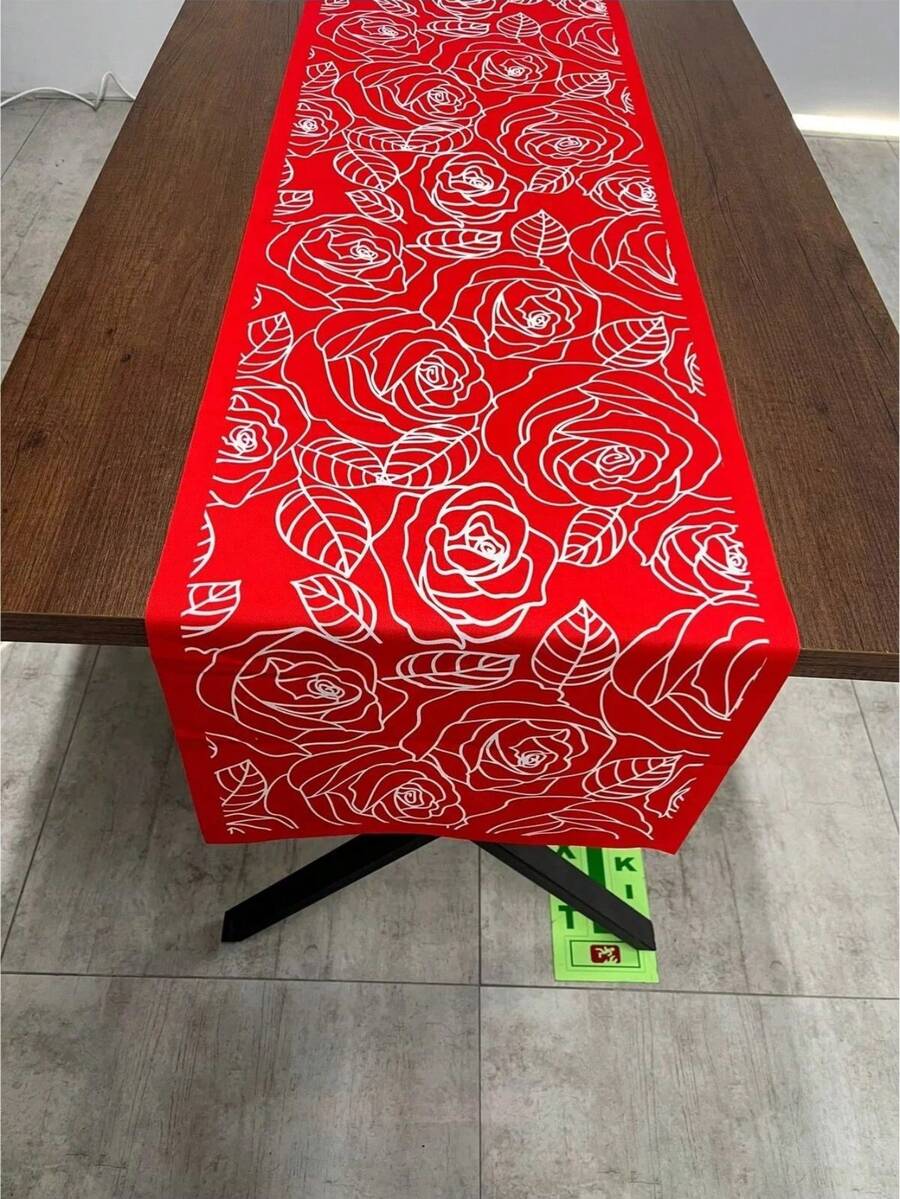 Made In Turkey - Elegant Table Runner 40x140 Cm – Modern Dining Table Decoration - Red and White - View 1