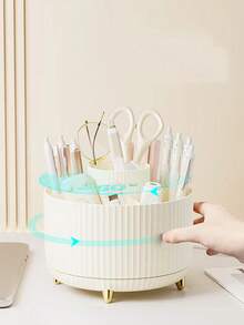 办公桌旋转笔筒 - 文具收纳盒 - 5格 - 铅笔和钢笔 - 学习用品 - 桌面收纳架 - 家用大容量办公桌笔盒 - 化妆品整理盒