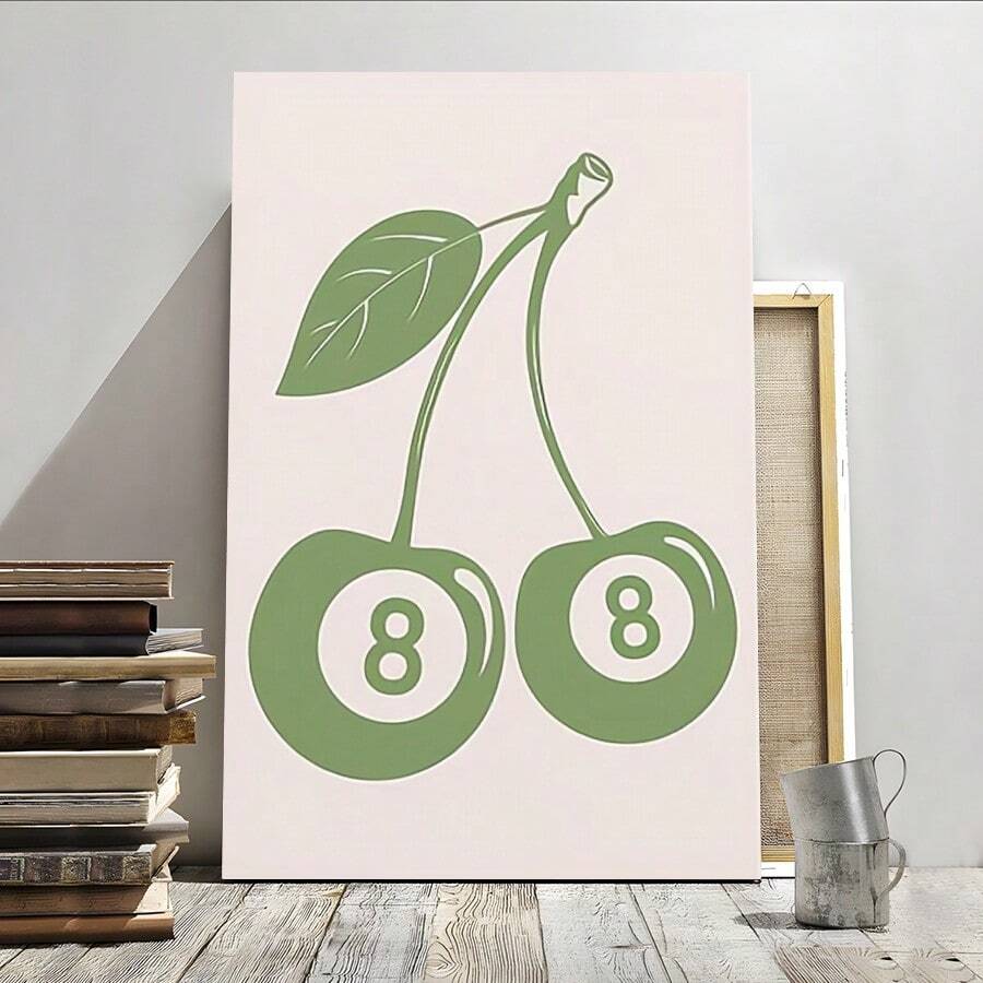 1Pc Framed Wall Art Green Retro Canvas Poster Paintings Ideal Gift For Living Room Bedroom Corridor Wall Decor Room Decoration Ready To Hang - 彩色 - 查看 1