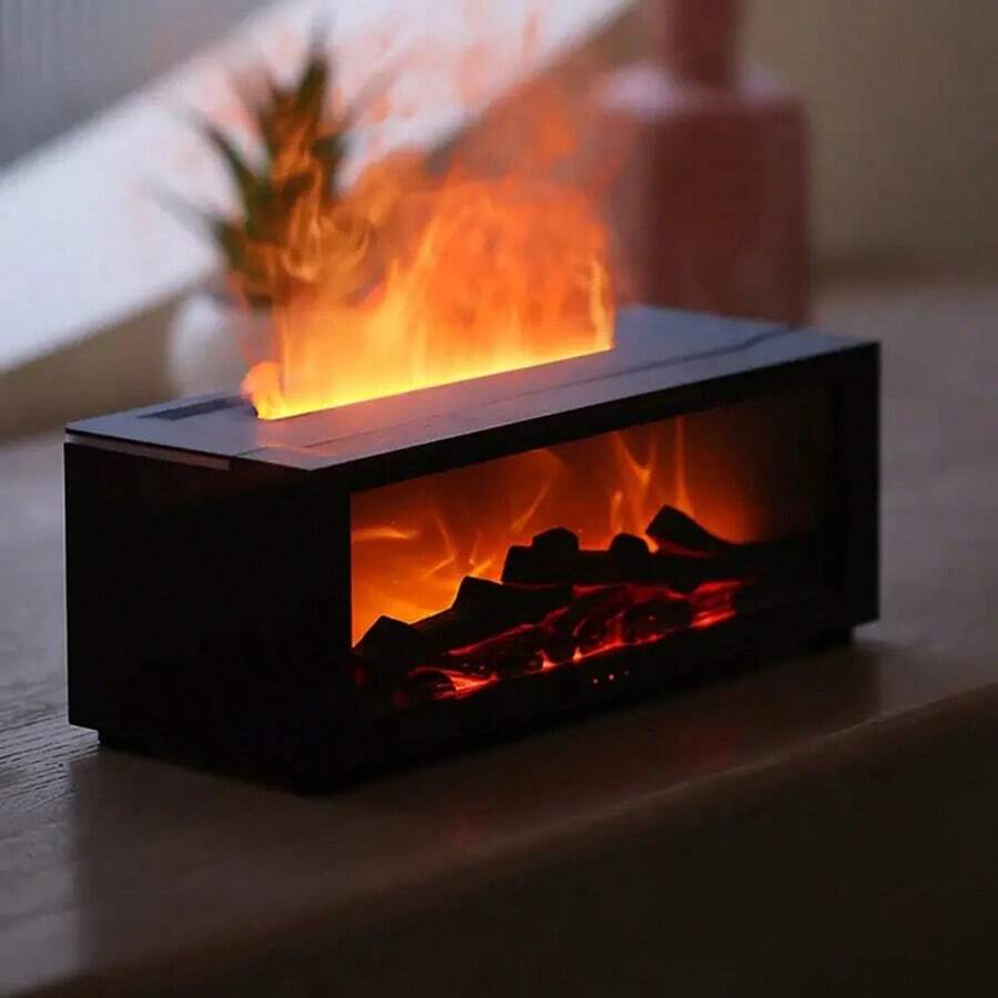 USB Powered Fireplace Humidifier With Aroma Diffuser - Colorful Lights, Adjustable Timer, Auto Shut Off When Water Runs Out, Remote Control