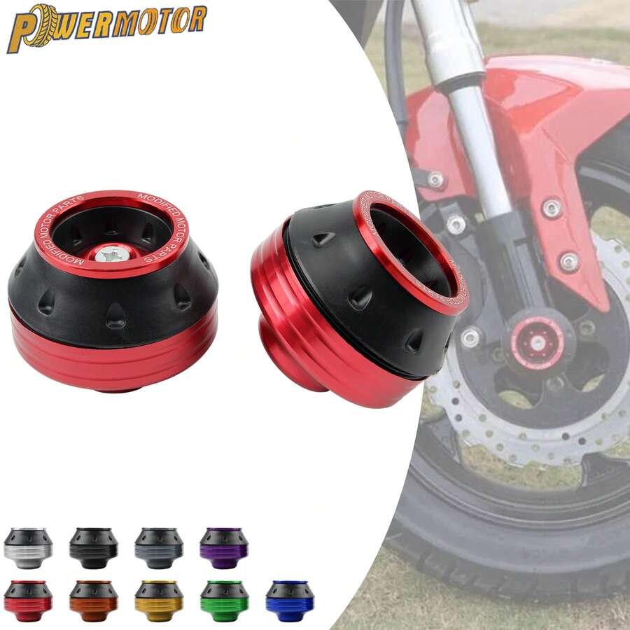 PowerMotor 1套通用摩托車防摔保護套件 鋁合金前叉保護器 摩托車輪圈防摔保護蓋 滑塊