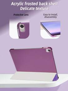 1pc Solid Color Tri-Fold Purple Letter & Butterfly Painted Flat Tablet Case With Kickstand, PC Hard Back Cover, Thin & Lightweight, Magnetic Sleep/Wake, Compatible With IPad Mini4/Mini5/Mini6/Mini7/Air1/Air2/9.7/10.2/10.5/Air4/Air5/10.9/Pro11/10th/Air 11-In.(M2)-2024/Pro 11-In.(M4)-2024/IPad Air 11-Inch (M3) 2025/IPad (A16) 11 Inch 11th Generation 2025, Does Not Include Stylus