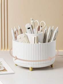 办公桌旋转笔筒 - 文具收纳盒 - 5格 - 铅笔和钢笔 - 学习用品 - 桌面收纳架 - 家用大容量办公桌笔盒 - 化妆品整理盒