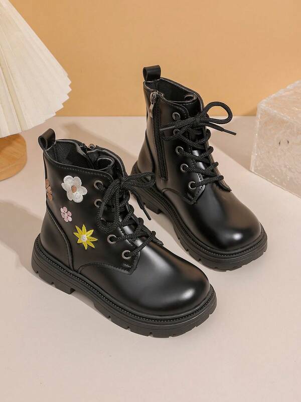 Botas florales de estilo mongol chic para niñas, botas resistentes al desgaste y antideslizantes para otoño/invierno