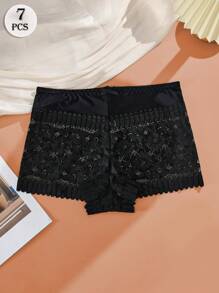 7 szt. seksownych, wyciętych kokardek w połowie talii, damskie, płaskie, kątowe majtki, dojrzałe, urocze, retro, romantyczne, francuskie, lekkie, miękkie, swobodne i wygodne, całoroczne, odpowiednie do domu, na zewnątrz, na wędrówki i na prezent