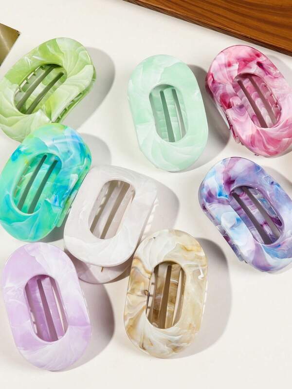 1 pieza/4 piezas Pinza de pelo de plástico ABS con patrón geométrico casual, pasador de pelo dulce para playa, viaje, fiesta, vacaciones, temporada de regreso a la escuela