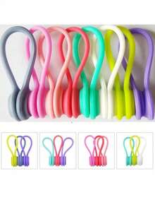 1/5/10 dây cáp từ tính, dây buộc silicon tái sử dụng, dây buộc xoắn để bó và sắp xếp các vật dụng cố định, kẹp dây quấn nam châm tủ lạnh cho tai nghe USB và móc khóa (Màu ngẫu nhiên) - Nhiều màu - Xem 4