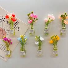 2/8PCS Mini Large Vase Magnets - Flower Bud Vase Magnets 2025 Brand New Cute Mini Fridge Magnets 3D Vase Interesting Fridge Accessories Kitchen Decoration (Multi-Color) Holiday Gift - Color Mixing - View 7