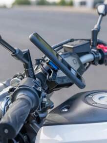 适用于摩托车和自行车的通用 360° 旋转手机支架 - 减震设计，带快速释放夹，适合 22-35 毫米车把，兼容 4 英寸–7 英寸智能手机、摩托车手机支架、自行车手机支架、360° 旋转自行车方向盘手机支架