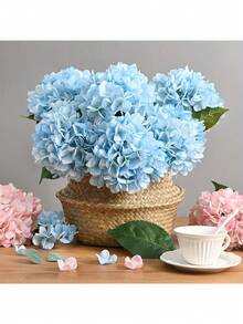 1/3/8PCS Artificial Hydrangea, Fake Hydrangea, Faux Plant, Spring Decoration, High-Quality Artificial Flower For DIY Wedding Bouquets, Parties, Home, Living Room, Kitchen, Garden, Hotel, Office, Study Room, Room Decor, Valentine's Day Gift - Blue - View 5