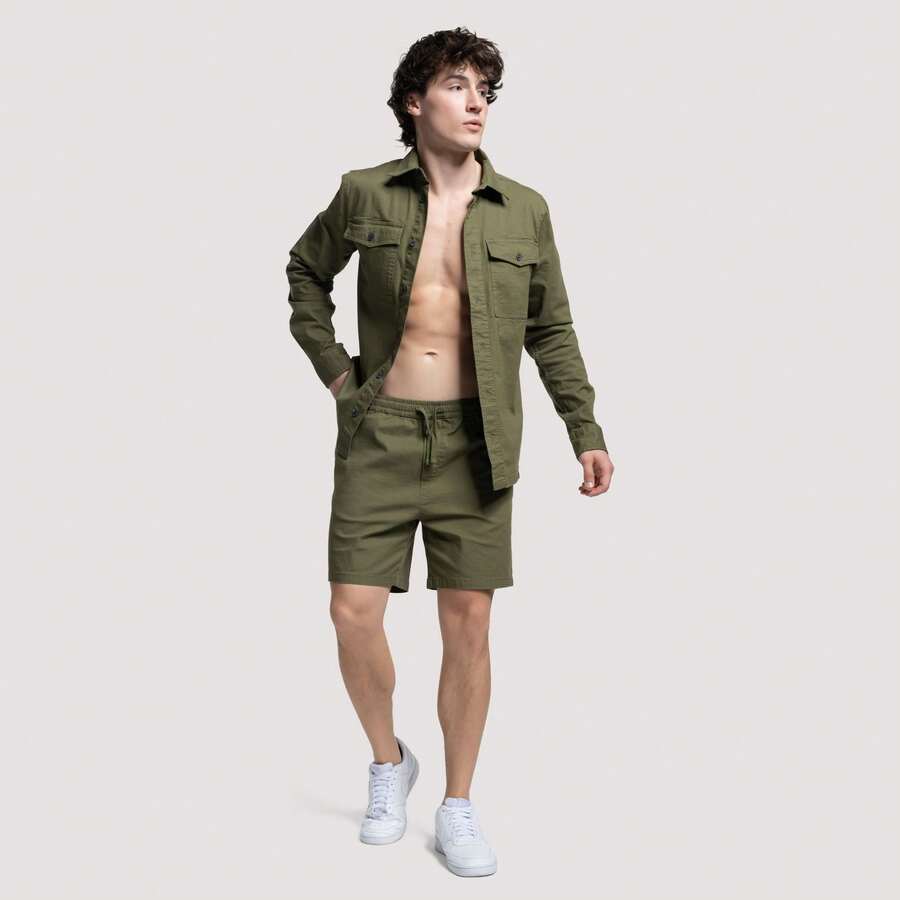 Apres Life GI Drawstring Army Green Shorts - Army Green - View 1
