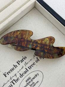 1 件女士波浪图案醋酸纤维发夹，简单百搭刘海夹，弹簧夹，适合工作通勤/旅行/派对/美容/餐饮/活动扎头发，花卉印花波西米亚风 ABS 塑料（ABS 树脂）发饰，爪夹，发夹，发夹，发夹，发夹，花朵发饰