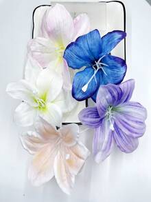 5 peças de grampos de cabelo de flor de lírio artificial estilo boêmio, frescos e doces, adequados para o dia a dia, férias na praia, decoração de viagem para mulheres, grampos de cabelo, presilhas de cabelo, itens escolares - Multicolorido - Ver 5