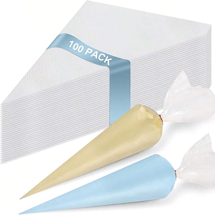 100 Pcs Thickened PP Piping Bag | Leak Proof Double Zip Design | Effortless Anti Slip Pattern Handle | Baking Artifact | Catering Commercial/ Holiday Party/ Parent-Child DIY Fully Compatible | Mother's Day Sweet Gift - 無色 - 查看 1